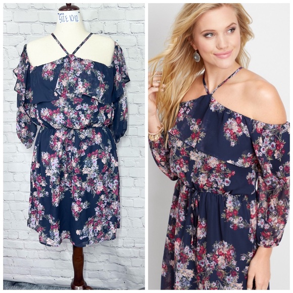 👗NWOT |•MAURICES•| Off The Shoulder Ruffle Dress Size Large - Picture 1 of 16